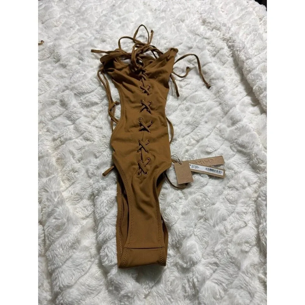 Signature Swim Lace Up Monokini Almond XXS